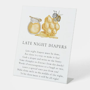 Mother to be late night diapers baby shower  pedestal sign