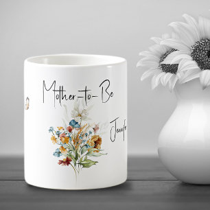 Mother-to-Be Watercolor Wildflowers Colorful Coffee Mug