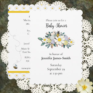 Mother-to-Bee Baby Shower Invitation White