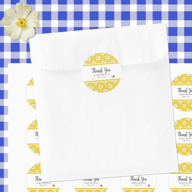 Mother-to-Bee Baby Shower Thank You Classic Round Sticker (Creator Uploaded)