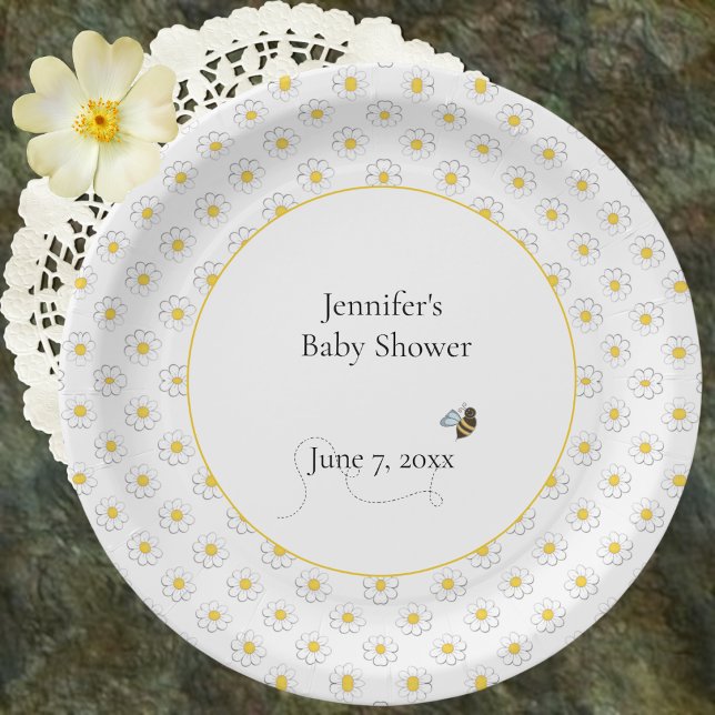 Mother-to-Bee Baby Shower White Paper Plate (Creator Uploaded)
