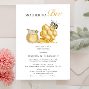 Mother to bee gender neutral minimal baby shower invitation