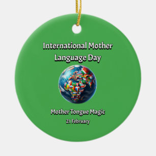 Mother Tongue Magic. Mother Language Day. Ceramic Tree Decoration