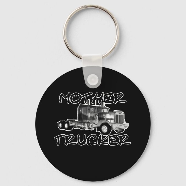 MOTHER TRUCKER - BLACK & WHITE KEY RING (Front)