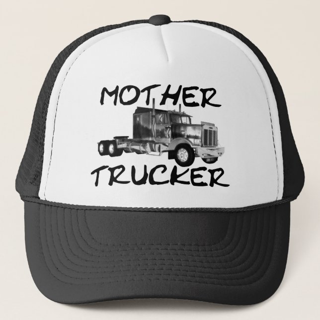 MOTHER TRUCKER - BLACK & WHITE TRUCKER HAT (Front)