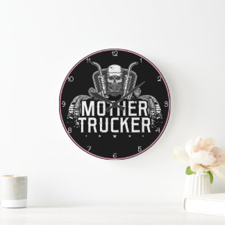 Mother Trucker: Bold Skull Design Large Clock