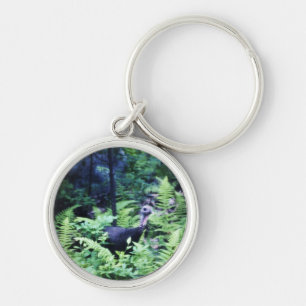 Mother Turkey in Ferns Keychain