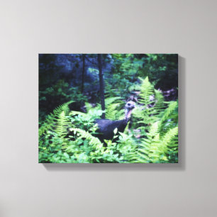 Mother Turkey in Ferns Wrapped Canvas