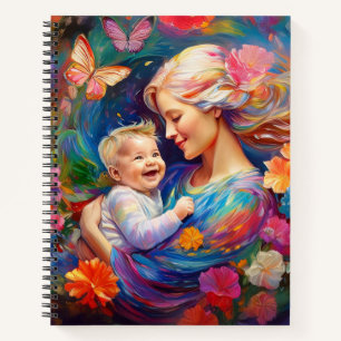 Mother with Baby Boy Colourful Painting Notebook