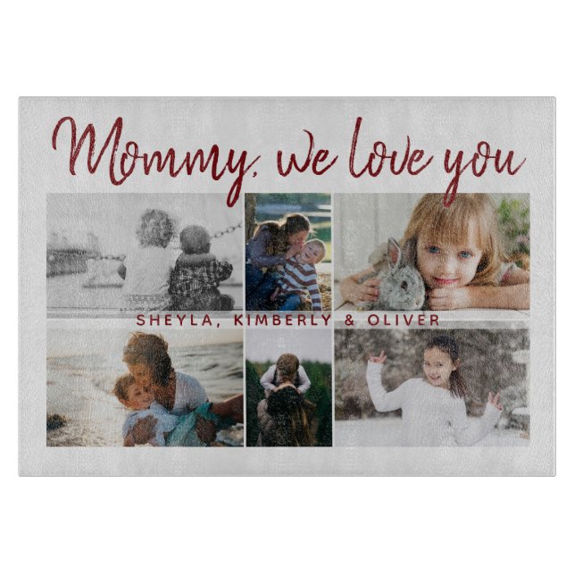 Mother with Kids and Family Mum 6 Photo Collage Cutting Board (Front)