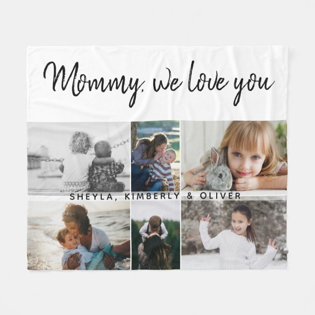 Mother with Kids and Family Mum 6 Photo Collage Fleece Blanket (Front (Horizontal))