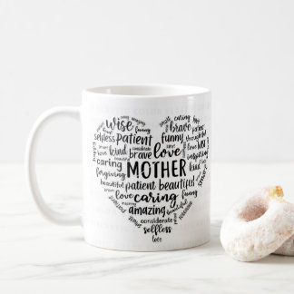 Mother world cloud coffee mug- Beautiful, caring,  Mug