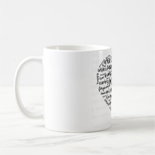 Mother world cloud coffee mug- Beautiful, caring,  Mug