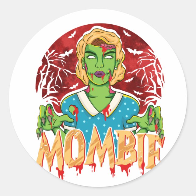 Mother Zombie Halloween Mum Mombie Classic Round Sticker (Front)