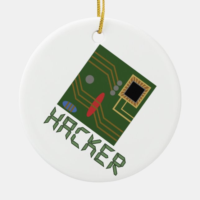 Motherboard Hacker Ceramic Tree Decoration (Front)