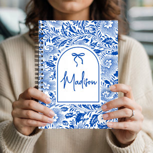 Motherhood Bridesmaid Blue Toile Floral Custom Notebook