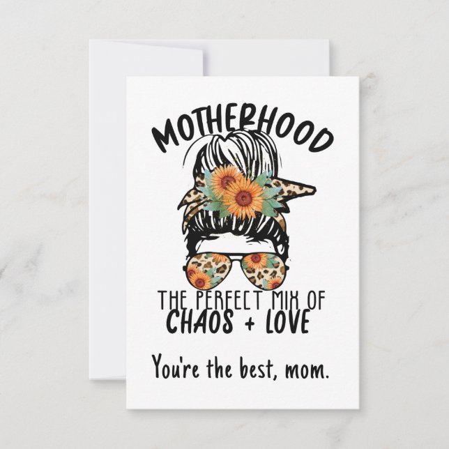 Motherhood Chaos and Love Thank You Card (Front)