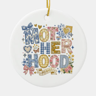 Motherhood Coquette Bows Florals Mama Mum Ceramic Tree Decoration