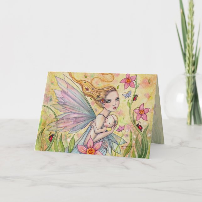 Motherhood Fairy Mother and Baby Fantasy Art Card (Front)