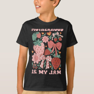 Motherhood is Jam Boho Strawberry Graphic Mothers T-Shirt