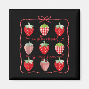 Motherhood is jam strawberry coquette bow mama magnet