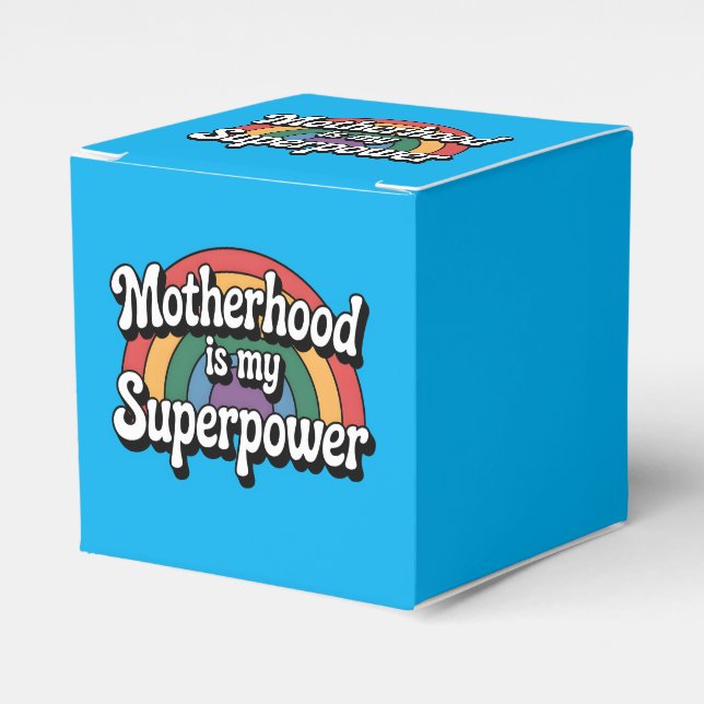 Motherhood Is My Superpower - Retro Rainbow Design Favour Box (Front Side)