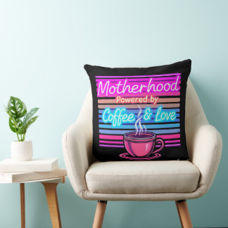 Motherhood Powered by Coffee | Funny Mother's Day Cushion