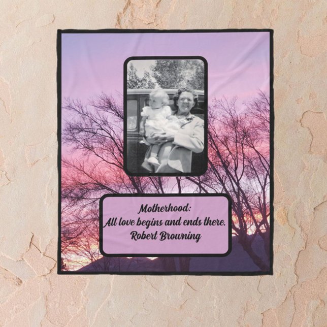Motherhood Quote | Mother and Child | Pink Sunset Fleece Blanket (Creator Uploaded)