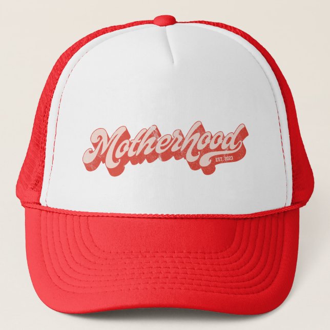 Motherhood Retro Funny Mum Mummy Mother's Day Trucker Hat (Front)