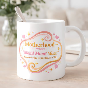 Motherhood Soundtrack - Elegant Pink & Gold Typogr Large Coffee Mug