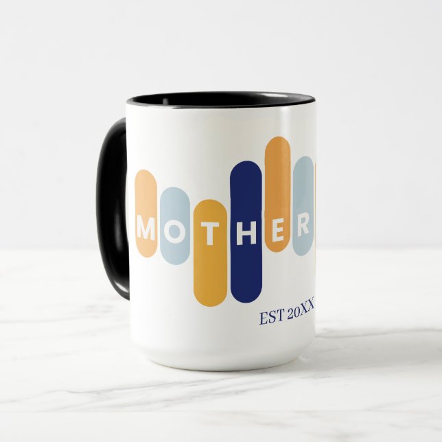 Motherhood Typography First Time Mum Mug (Front Left)