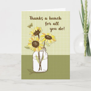 Mothering Sunday with Sunflowers in Mason Jar Card