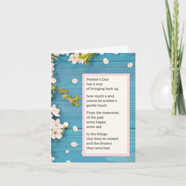 Motherless Mother's Day Card - Poem (Front)