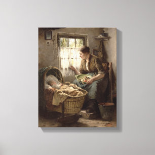 Motherly Affection (oil on canvas) Canvas Print