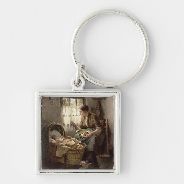 Motherly Affection (oil on canvas) Key Ring (Front)