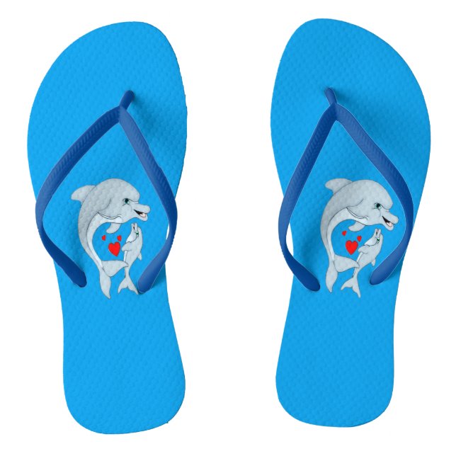 Motherly Dolphin Love Flip Flops (Footbed)