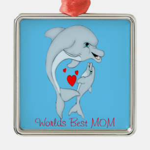 Motherly Dolphin Love Metal Tree Decoration