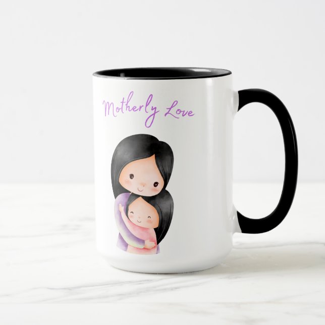 Motherly love-mum and daughter hugging mug (Right)