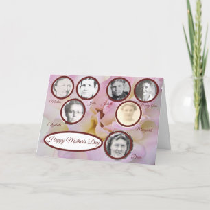 Mothers 3 Generations Photos Pink Rose Mothers Day Holiday Card