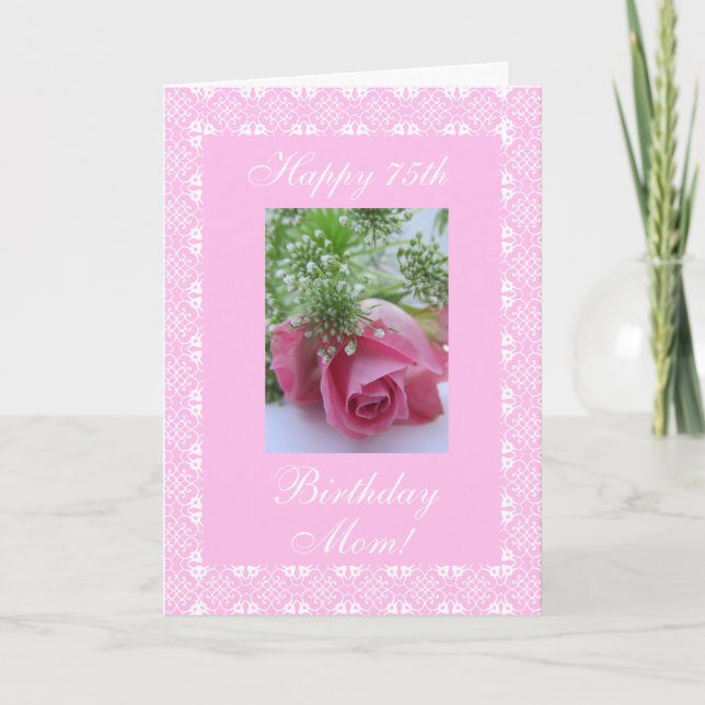 Mother's 75th birthday rose card (Front)