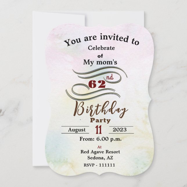 Mother's birthday Invitation (Front)