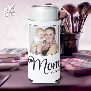 Mothers Custom Photo Gift Mum Established Seltzer Can Cooler