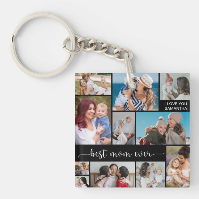 Mother's Day 11 Photo Collage Best Mum Ever  Key Ring (Front)