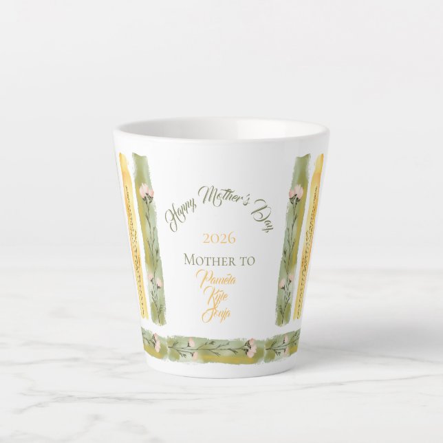 Mother's Day 2026 Brush Strokes Wildflowers  Latte Mug (Front)