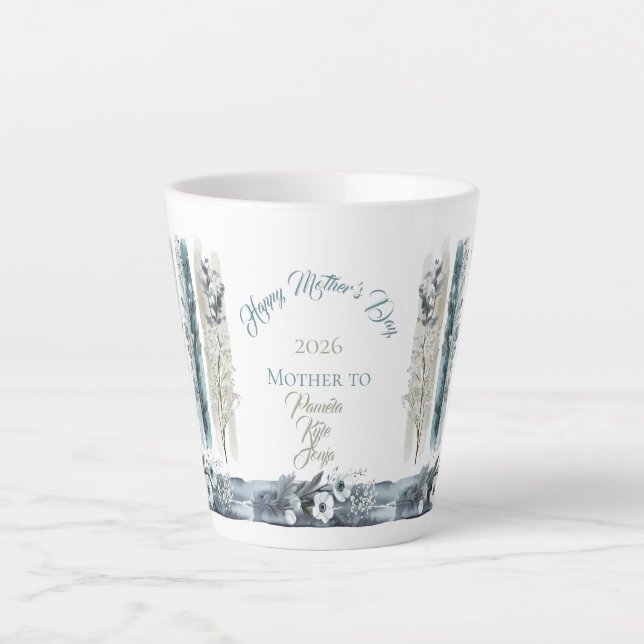 Mother's Day 2026 Brush Strokes Wildflowers  Latte Mug (Front)