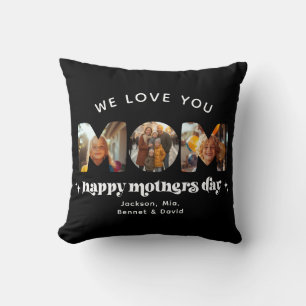 Mother's Day 3 Photo Custom Cute Retro Stylish Cushion