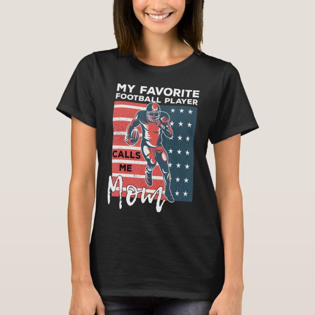 Mothers Day American Football Player  Distressed U T-Shirt (Front)
