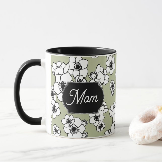 Mother's Day Anemone Floral  Mug (With Donut)