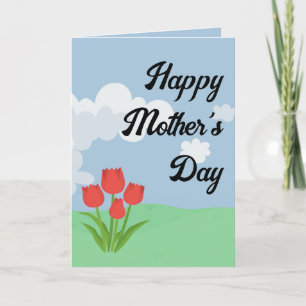 Mother's Day animated colourful flower cartoon Thank You Card