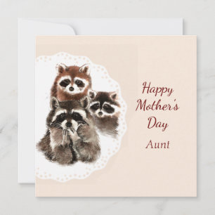 Mother's Day Aunt Cute Racoon Family Animal Card